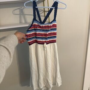 Wallflower Red and Blue Crochet Kids Dress